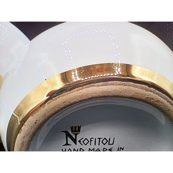 Neofitou Vase Pair Greece Vintage 24K Gold Trim Floral Bird Handcrafted Elegant - Picture 12 of 12